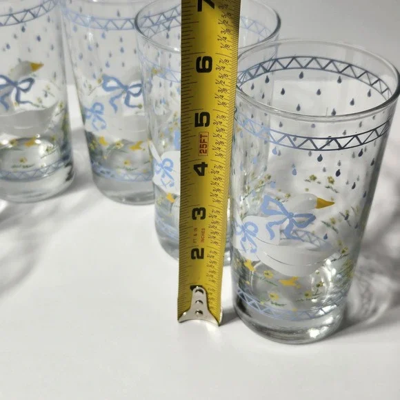 VINTAGE Set OF 6 FARM COUNTRY Goose Glass Tumblers 1987 Anchor Hocking Blue Bow - Picture 6 of 10